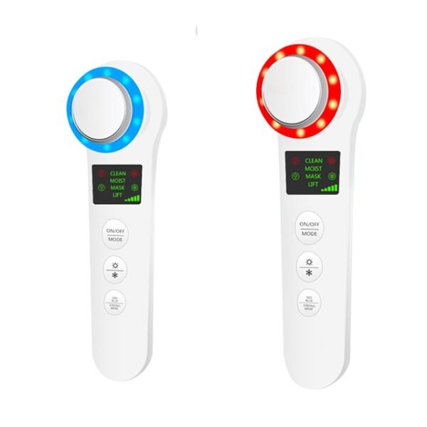 hot and cold photon(blue and red light) vibrate ion(positive and negative) ems beauty device instrument tool apparatus appliance