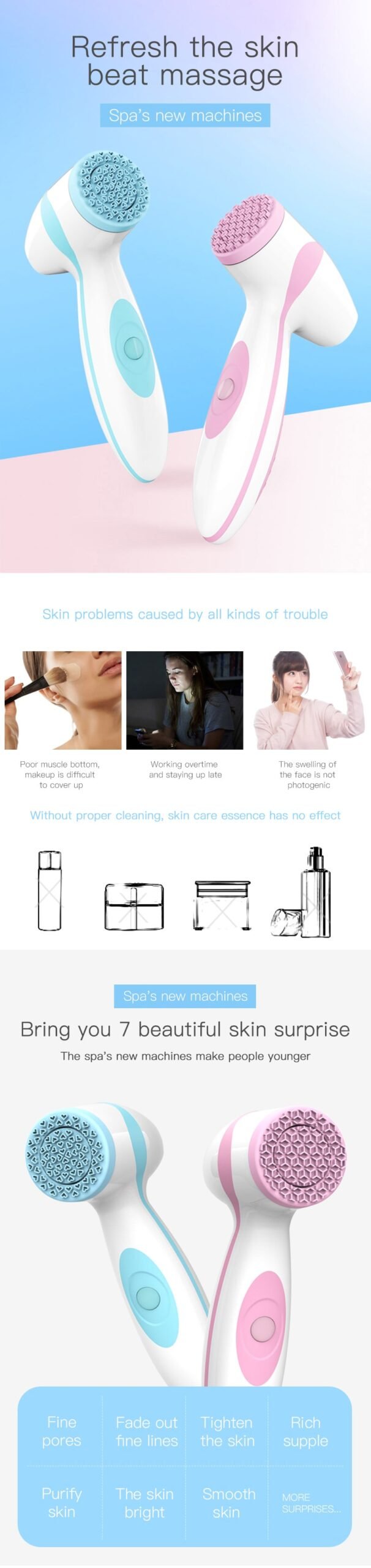 详情图 01 multifunctional silicone face cleansing brush