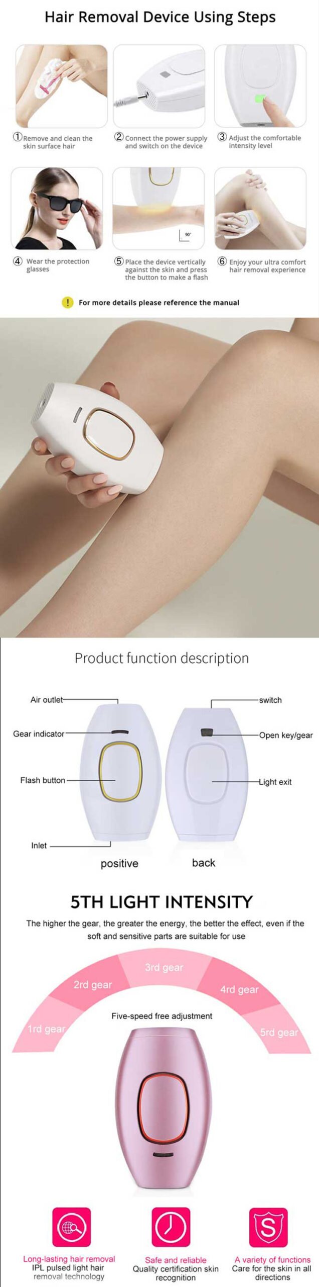 详情图 02 home use ipl hair removal professional epilator depilation laser devices equipments instruments appliances machine tools
