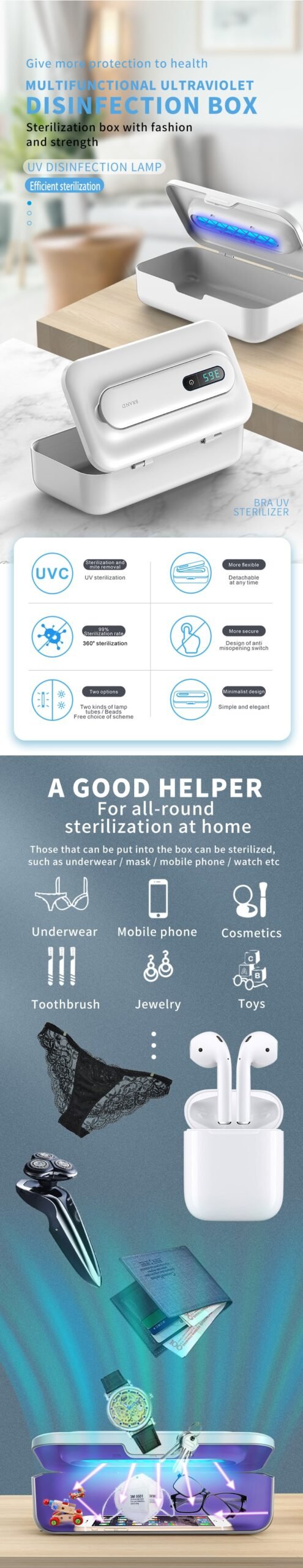 详情页1 multifunctional ultraviolet disinfection uv wand sanitizer box