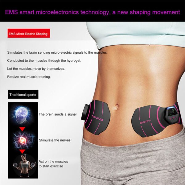 rechargeable electric ems tens unit set arm muscle abdominal abdomen training device trainer belt stimulator with app controller