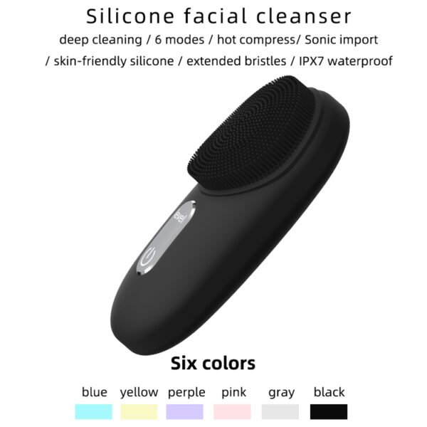 rechargeable double side electric waterproof ipx7 heating massage silicone face facial cleansing brush for pore cleaner