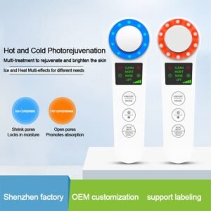 hot and cold photon(blue and red light) vibrate ion(positive and negative) ems beauty device instrument tool apparatus appliance
